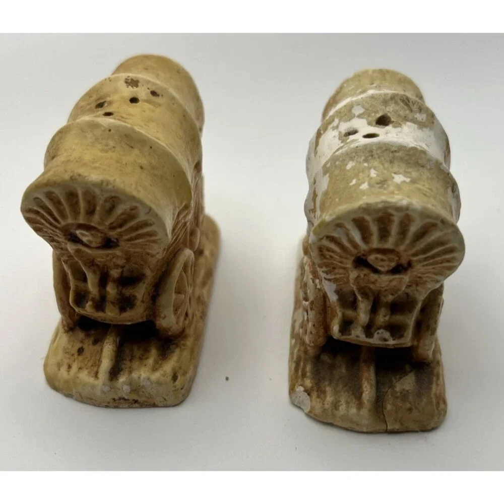 Ma and Pa Outhouse Salt/Pepper Shaker AND Covered Wagons 1949 Shakers